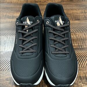 Skechers Women's Black Sneakers with White Soles